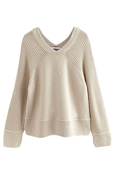 Next V-Ausschnitt-Pullover Legerer Washed-Pullover mit V-Ausschnitt günstig online kaufen