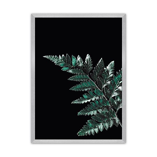 Poster Dark Fern Leaf, 30 x 40 cm, Rahmen wählen: silber günstig online kaufen