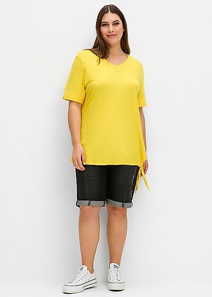 Sheego T-Shirt T-Shirt Kurzarm mit Knotendetail am Saum günstig online kaufen