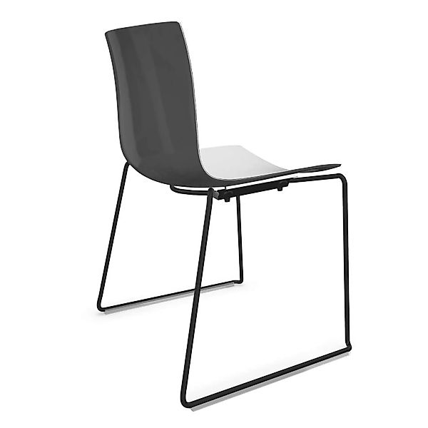 Arper - Catifa 46 0278 Stuhl zweifarbig Kufe schwarz - weiß/dunkelgrau/Auße günstig online kaufen