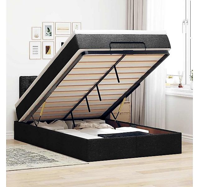 vidaXL Bett, Ottomane Bett mit Matratze & LEDs Schwarz 120x190 cm Stoff günstig online kaufen