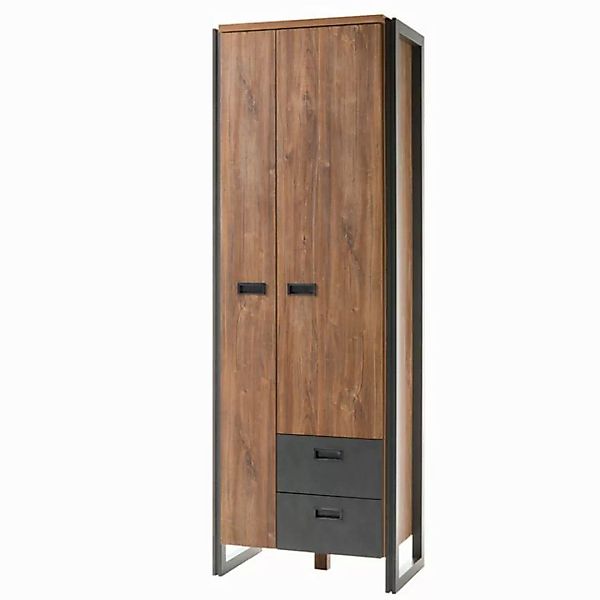 Lomadox Garderobenschrank DALLAS-61 im Industrial Stil Stirling Oak Nb. mit günstig online kaufen