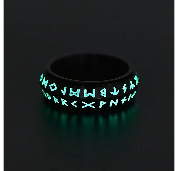 Eyecatcher Fingerring Drehbarer Edelstahlring mit leuchtenden Runen gegen S günstig online kaufen