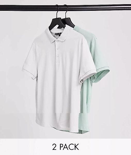 ASOS DESIGN – Poloshirt aus Bio-Gewebe im 2er-Pack-Mehrfarbig günstig online kaufen