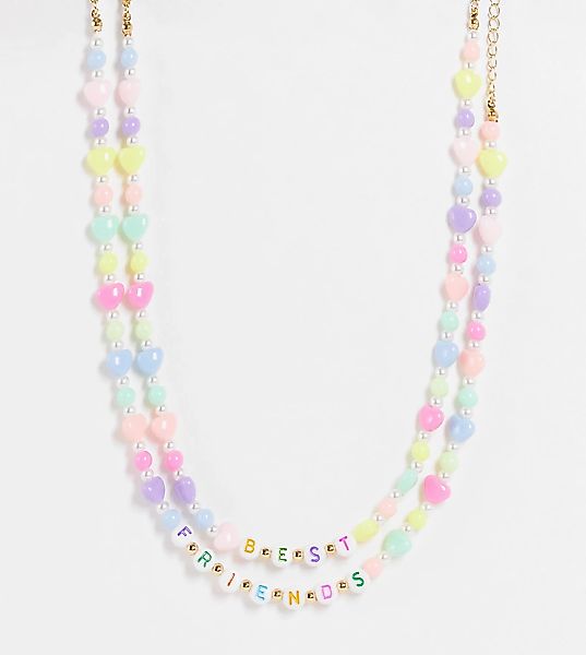Reclaimed Vintage Inspired – 2er-Pack Freundschaftshalsketten mit Perlen im günstig online kaufen