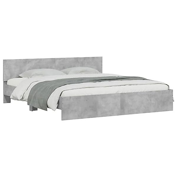 vidaXL Bettgestell mit Kopfteil und LED-Beleuchtung Betongrau 3207591 günstig online kaufen