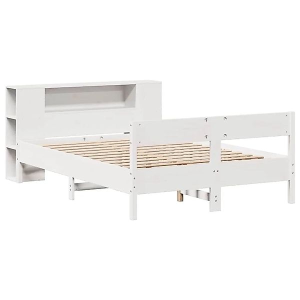 vidaXL Massivholzbett mit Regal ohne Matratze Weiß 150x200 cm Kiefer 332294 günstig online kaufen