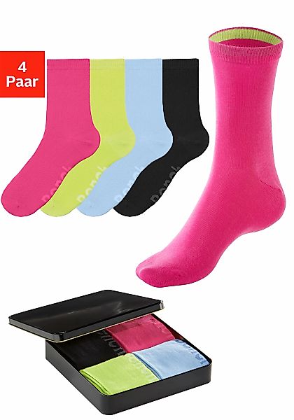 Bench. Socken Dose, 4 Paar tlg. mit farbigen Innenbündchen, sortiert in edl günstig online kaufen