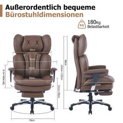 EFOMAO Bürostuhl mit hoher Rückenlehne, Breiter günstig online kaufen