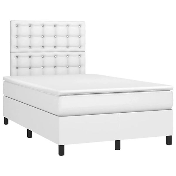 vidaXL Boxspringbett mit Matratze Weiß 120x190 cm Kunstleder 3269978 günstig online kaufen