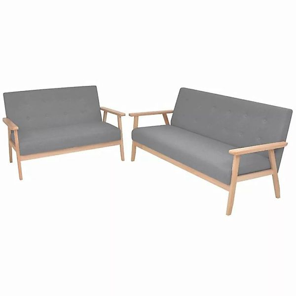 furnicato Sofa Sofa-Set 2-tlg. Stoff Hellgrau günstig online kaufen