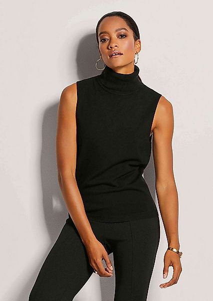MADELEINE Strickpullover Viskosepullover ohne Ärmel Pullunder mit Rollkrage günstig online kaufen
