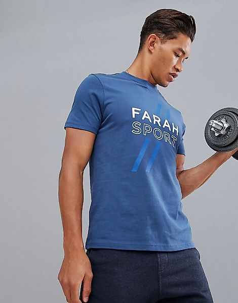 Farah Sport – Johnstone – Marineblaues T-Shirt mit Logo-Navy günstig online kaufen