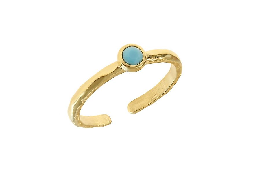 Made by Nami Goldring Damen Ring Gold mit türkisfarbenem Stein verstellbar günstig online kaufen