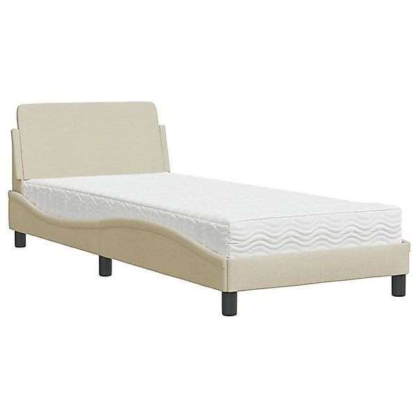 vidaXL Bett Bett mit Matratze Creme 80x200 cm Stoff günstig online kaufen