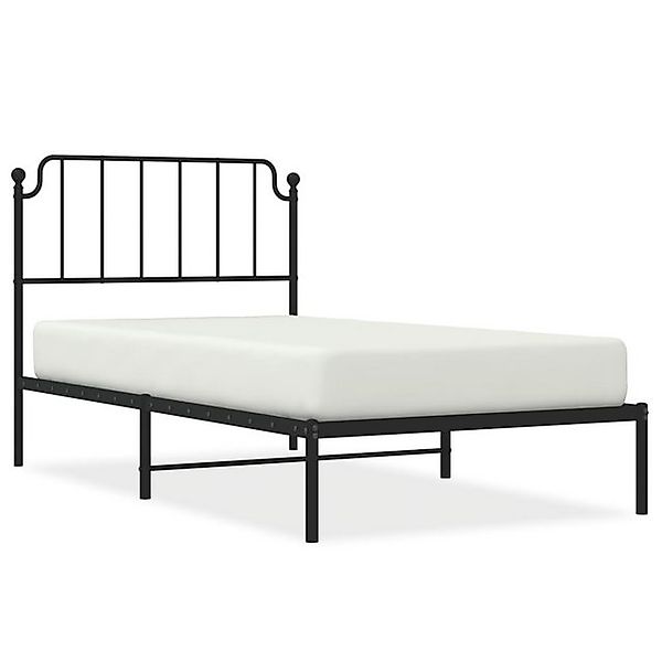 vidaXL Bettgestell, Bettrahmen mit Kopfteil Metall Schwarz 100x200 cm günstig online kaufen