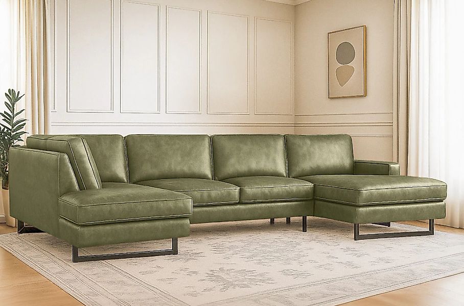 Home affaire Wohnlandschaft "Pinto, 350 cm, U-Form, XXL, mit Ottomanen" Cor günstig online kaufen