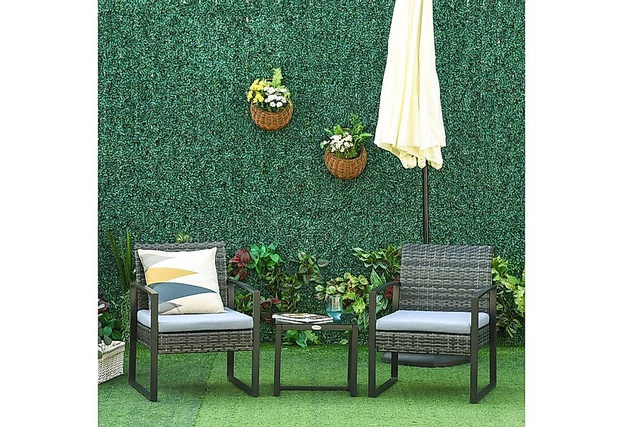 Outsunny Sitzgruppe Gartenmöbel mit Kissen Garten, (Balkonmöbel Set, 3-tlg. günstig online kaufen