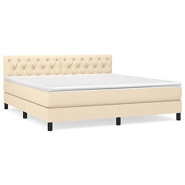 vidaXL Boxspringbett mit Matratze Creme 160x200 cm Stoff 3140310 günstig online kaufen