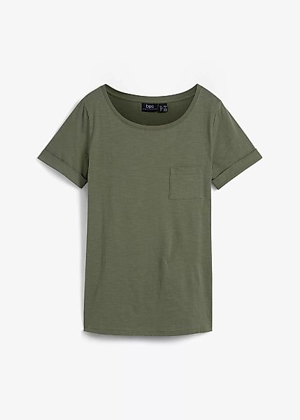 Flammgarn T-Shirt mit Brusttasche aus Bio-Baumwolle günstig online kaufen