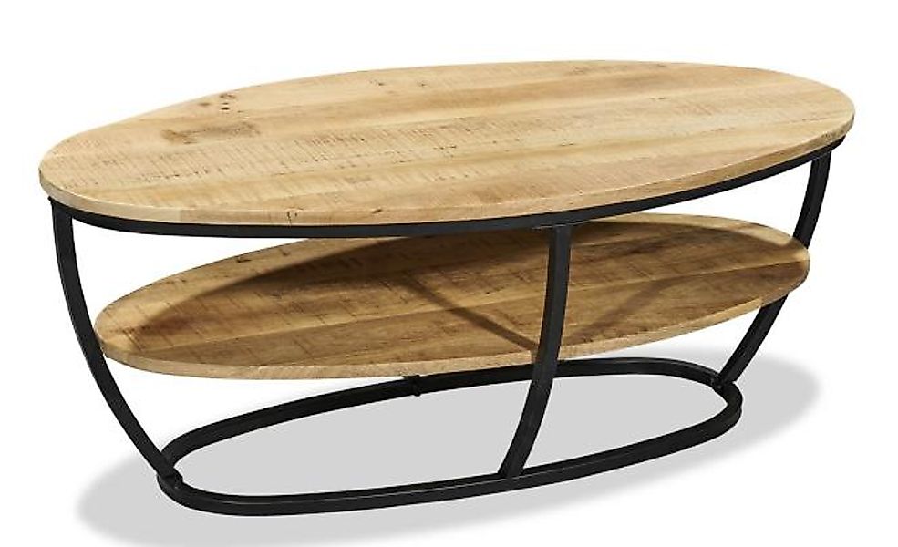 Couchtisch oval ca.110x44x60 cm Mango Wood / Metall schwarz günstig online kaufen
