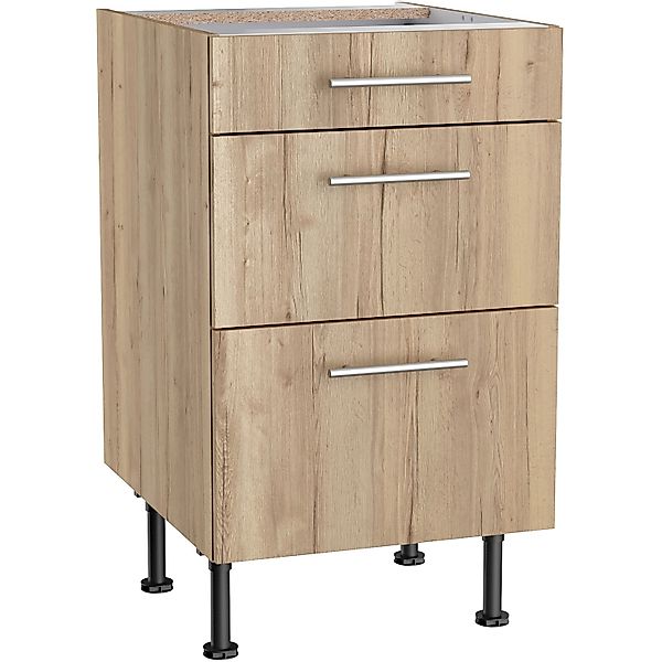 Optifit Küchen-Unterschrank mit 3 Auszügen Erik290 50x87x58,4cm WildEiche günstig online kaufen