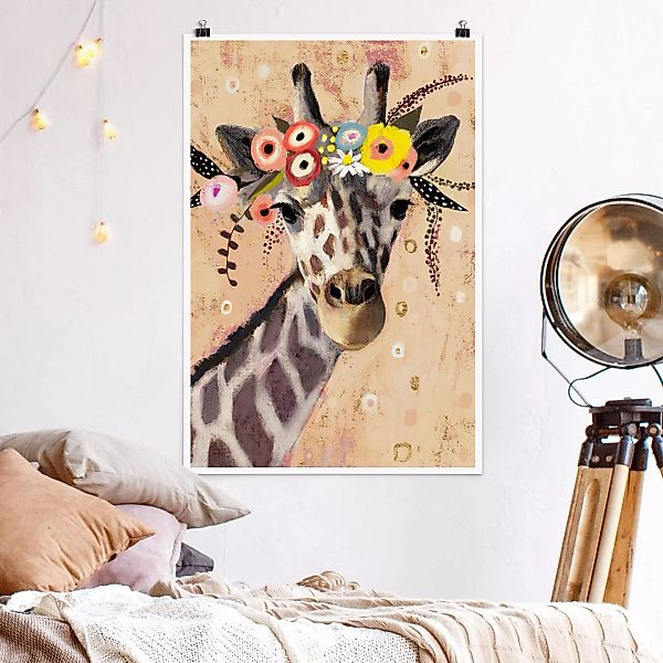 Poster Tiere - Hochformat Klimt Giraffe günstig online kaufen