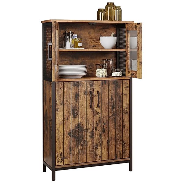 Songmics Sideboard Daxton mit Glastüren Braun-Schwarz günstig online kaufen