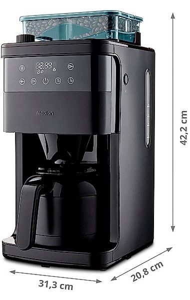 Medion® Kaffeemaschine mit Mahlwerk »MD 19911«, Permanentfilter, 8 Mahlstuf günstig online kaufen