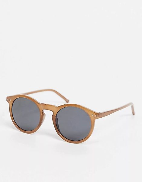 ASOS DESIGN – Runde Sonnenbrille mit braunem Gestell günstig online kaufen