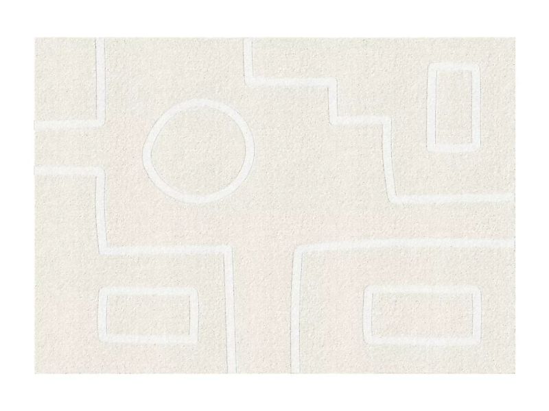 Designer-Teppich mit asymmetrischen Motiven - 160 x 230 cm - Beige & Weiß - günstig online kaufen