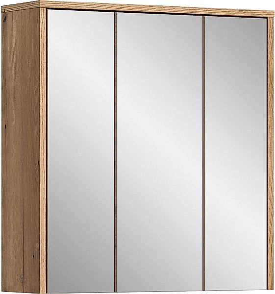 welltime Spiegelschrank "Kayu, Breite 64 cm, 3 Spiegeltüren, 6 Einlegeböden günstig online kaufen