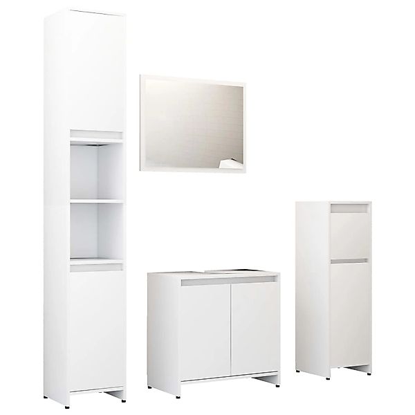 vidaXL 4-tlg. Badmöbel-Set Weiß Holzwerkstoff Modell 2 günstig online kaufen