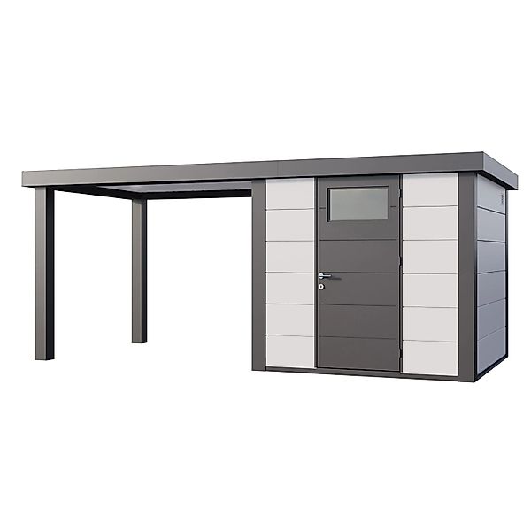 Gerätehaus Classico 2424 mit Offene Lounge L Links 522 cm x 238 cm Weiß günstig online kaufen