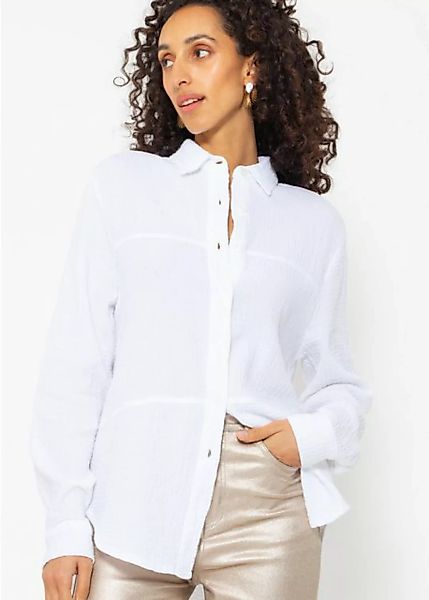 SASSYCLASSY Longbluse Musselin Bluse mit Ziernähten Baumwoll Bluse mit Patc günstig online kaufen