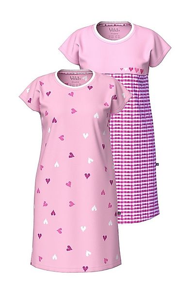 Ulla Popken Bigshirt Bigshirts 2er-Pack Karo/Herzen Rundhals Halbarm günstig online kaufen