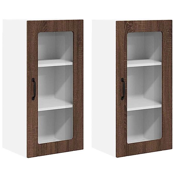vidaXL Küchenwandschrank 2 Stk Braun Eichen-Optik 40 x 31 x 80 cm 885350 günstig online kaufen