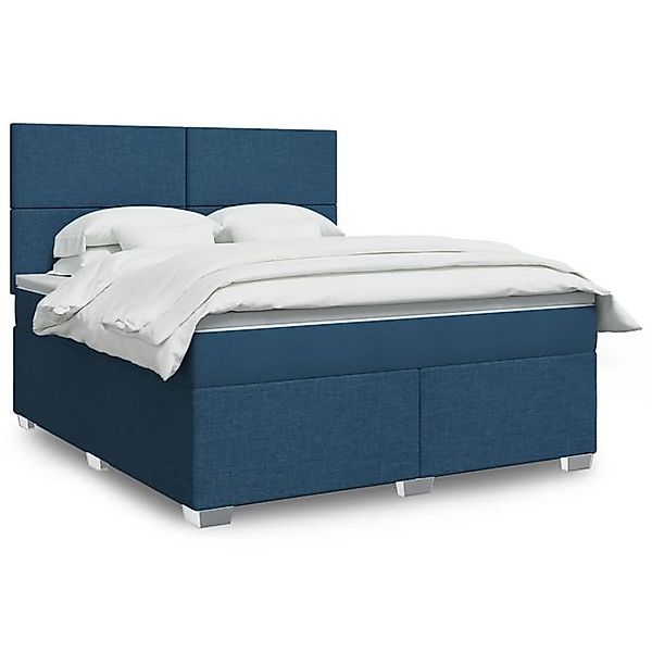 vidaXL Boxspringbett, Boxspringbett mit Matratze Blau 180x200 cm Stoff günstig online kaufen