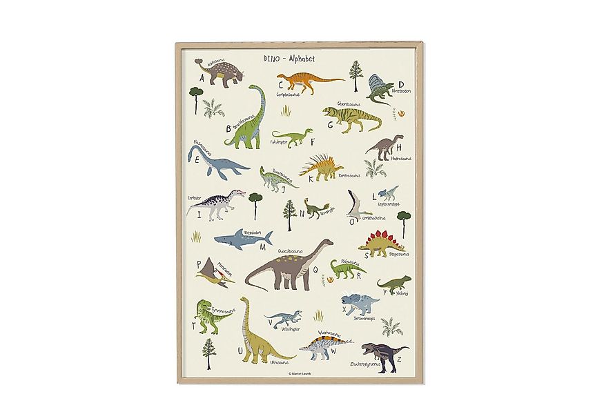 Designforlittleones Poster Dinosaurier ABC Poster, 50 x 70 cm groß, Lernpos günstig online kaufen