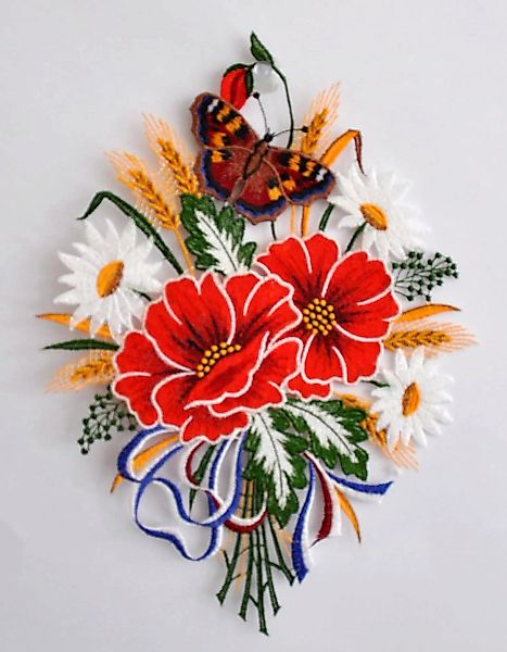 Stickereien Plauen Fensterbild "Herbstblumenstrauß" günstig online kaufen
