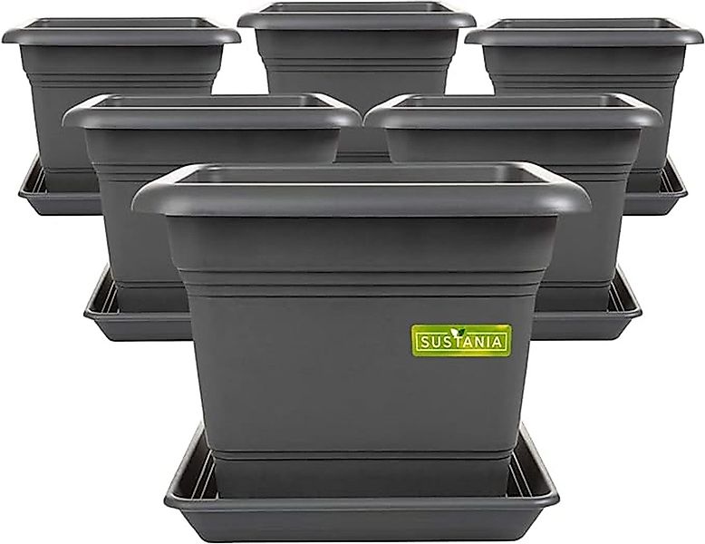 SUSTANIA Blumentopf Pflanzkübel mit Untersetzern (6er günstig online kaufen