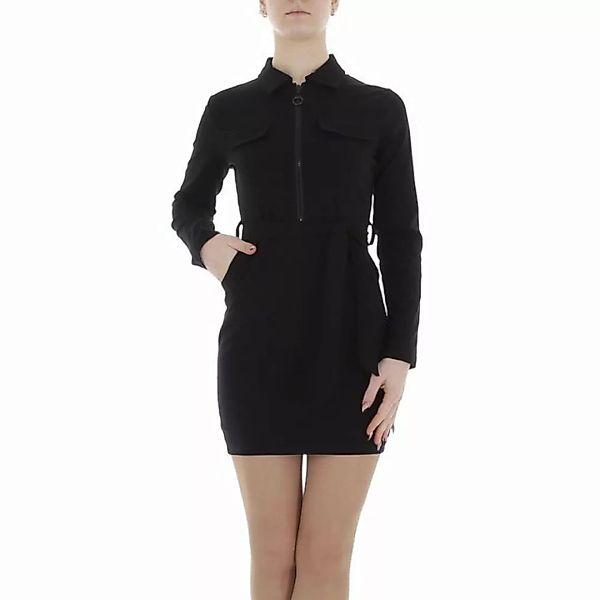 Ital-Design Minikleid Damen Freizeit Stretch Blusenkleid in Schwarz günstig online kaufen