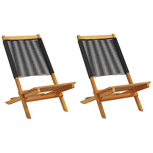 vidaXL Gartenstühle 2 Stk Schwarz Massivholz Akazie und Polypropylen 367687 günstig online kaufen