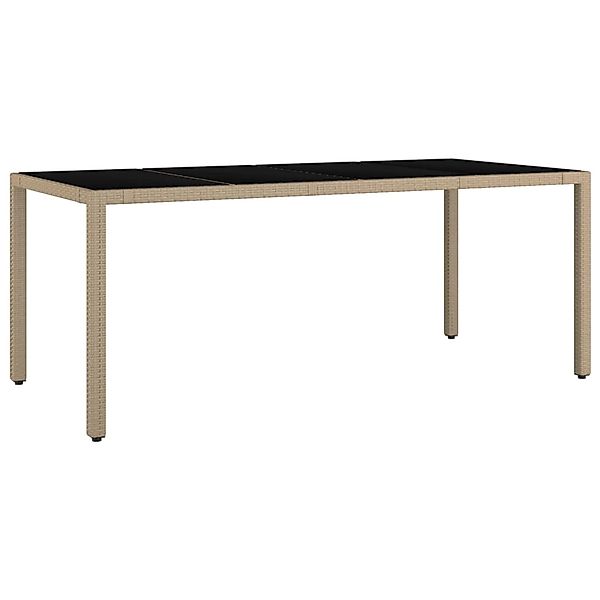 vidaXL Gartentisch mit Glasplatte Beige Poly Rattan & Hartglas 319556 günstig online kaufen