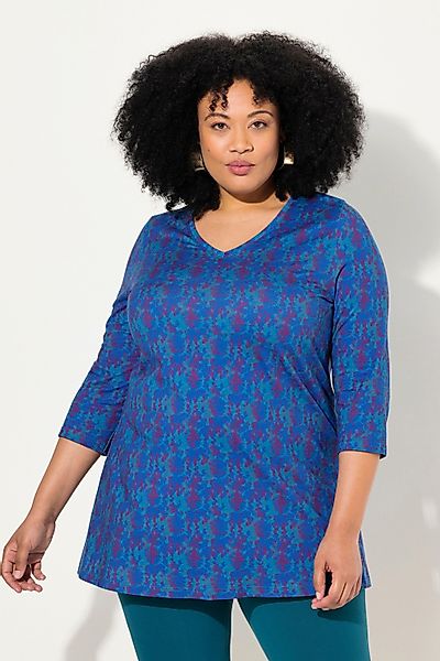 Ulla Popken Longshirt Longshirt Batikmuster A-Linie günstig online kaufen
