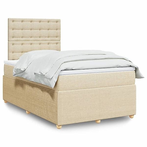 vidaXL Boxspringbett, Boxspringbett mit Matratze Creme 120x190 cm Stoff günstig online kaufen