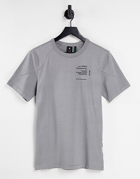 G-Star – T-Shirt in Grau mit Textprint an der Schulter günstig online kaufen