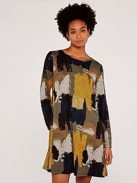 Apricot Minikleid A-Linien Kleid mit Pinselstrichmuster günstig online kaufen