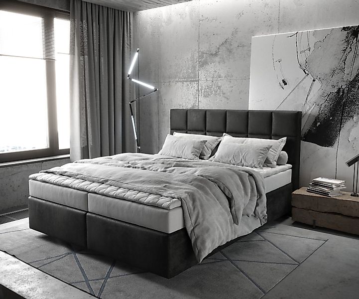 DELIFE Boxspringbett Dream-Fine, Mikrofaser Anthrazit Vintage 160x200 cm mi günstig online kaufen