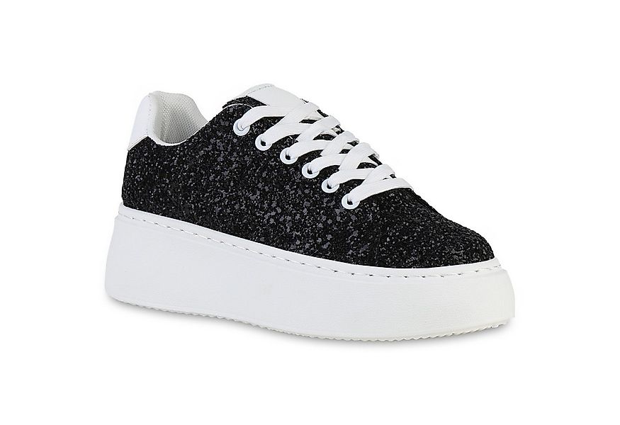 VAN HILL 840510 Plateausneaker Damen Plateau Sneaker Keilabsatz Schnürer Gl günstig online kaufen